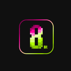 Fototapeta premium number eight style 8 bit