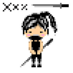 cartoon character ninja woman style 8 bit