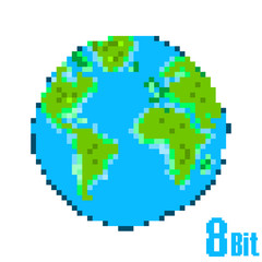 Earth Day Pixel. Save the Earth concept style 8 bit.