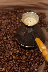 Old Copper. Turkish Coffee Pot. Selective focus.
