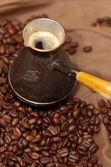 Old Copper. Turkish Coffee Pot. Selective focus.
