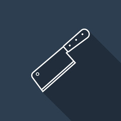chopping knife icon with long shadow