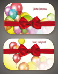 Holiday funny banners with colorful air balloons