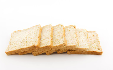 Fototapeta na wymiar Whole wheat bread on white background