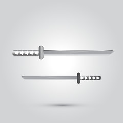 Illustration of Japanese sword ninja weapon, cartoon vector