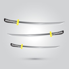 Illustration of Japanese sword ninja weapon, cartoon vector