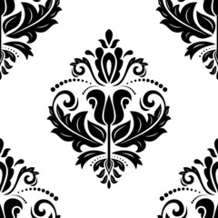 Damask Vector Classic Pattern. Seamless Vintage Background
