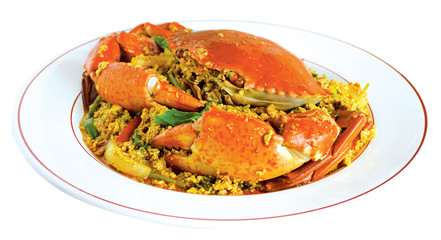Thai Food. Stirred Fried Crab with Garlic, Pepper, Curry Powder.
