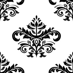 Damask Vector Classic Pattern. Seamless Vintage Background