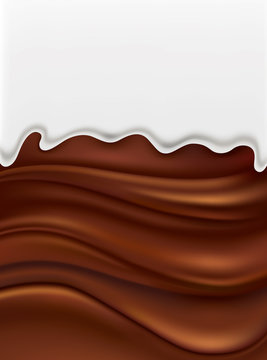 chocolate waves with flowing milk background