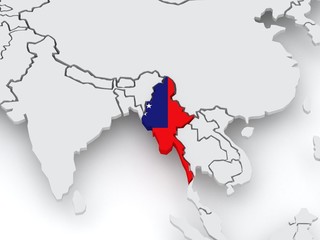 Map of worlds. Myanmar (Burma).