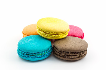 Sweet and colourful french macaroons .