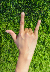 hand make sign love by hand