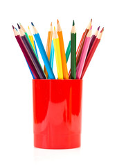 Colored pencils in a jar