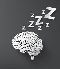  Brain with Sleeping Z Letters on Dark Background
