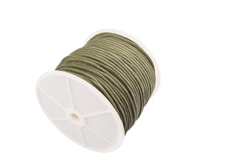 Green para cord over white background 