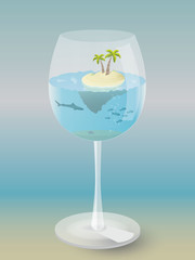 Summer inside glass of wine