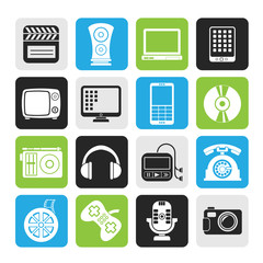 Silhouette multimedia and technology icons
