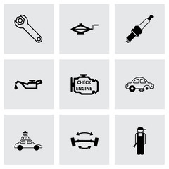 Vector black car service icons set