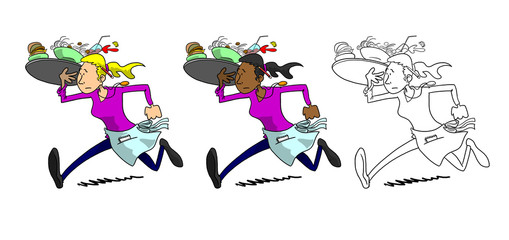 Waitress Rushing With Order
