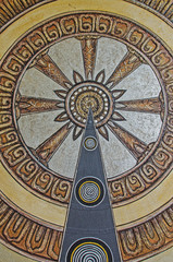 Circular wheel decorated wall art texture background