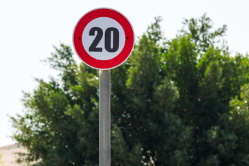 Road sign speed limit 20 kilometer per hour