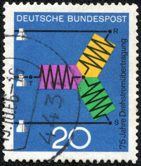 stamp printed in Germany shows diagram of A.C. Transmission