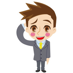 はにかむ二頭身ビジネスマン