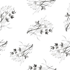 Floral seamless pattern. Floral background. Japanese paint.