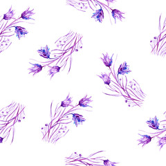 Floral seamless pattern. Campanula seamless pattern.