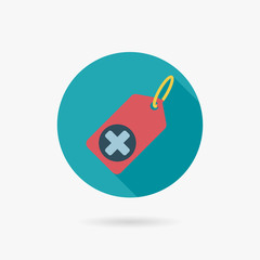 Medical tag flat icon with long shadow