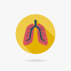 Lungs flat icon with long shadow