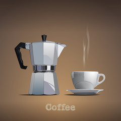 Cafetera y taza de café
