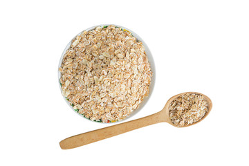 Plate and a large wooden spoon with porridge