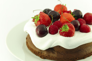 Chocolate cake with berry fruit