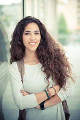 Fototapeta premium beautiful curly long brunette hair moroccan woman