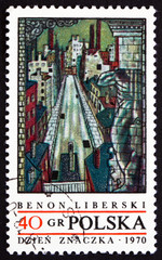Postage stamp Poland 1970 View of Lodz, by Benon Liberski