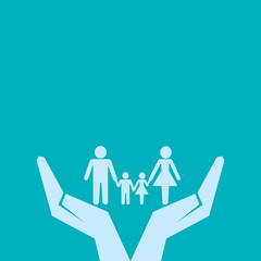 secure or save family under hand concept vector