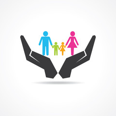secure or save family under hand concept vector