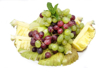 sliced juicy ripe fruit in a restaurant