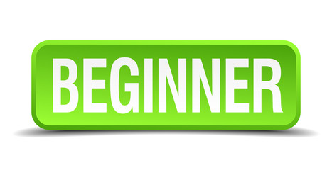 beginner green 3d realistic square isolated button