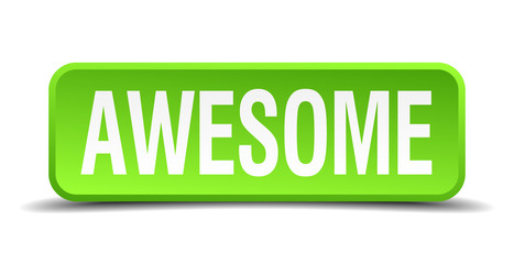 awesome green 3d realistic square isolated button