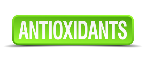 antioxidants green 3d realistic square isolated button