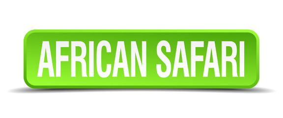 african safari green 3d realistic square isolated button