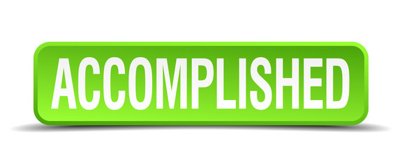 accomplished green 3d realistic square isolated button