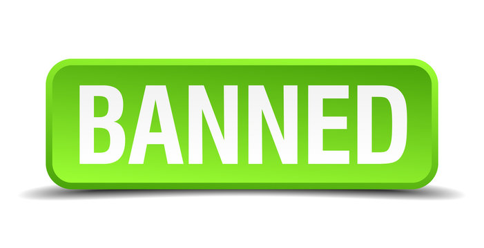 banned green 3d realistic square isolated button