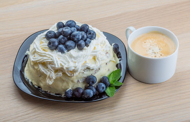 Coffee with blueberry cake