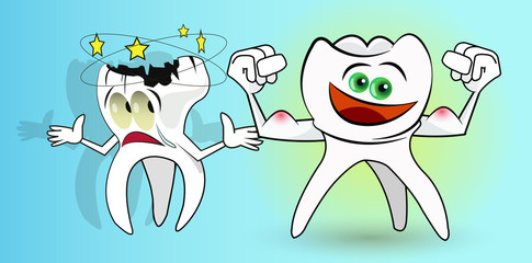 vector winking happy smiling tooth