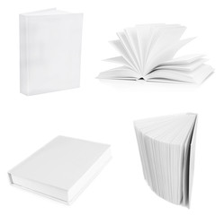 Collage of white empty books