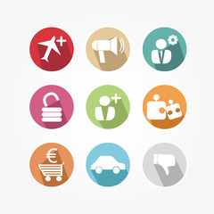 Set of icons - round and colorful, vintage